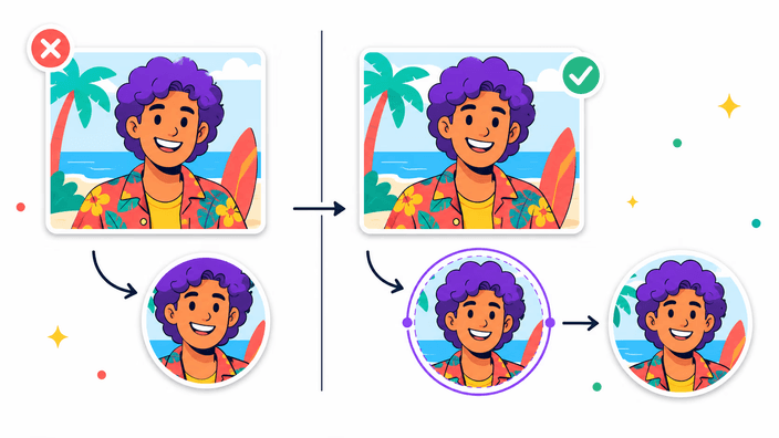 Foto de perfil rodona per a avatars, xarxes socials i logotips