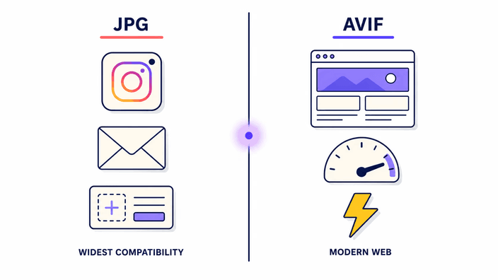 JPG أم AVIF — متى تستخدم كل منهما؟