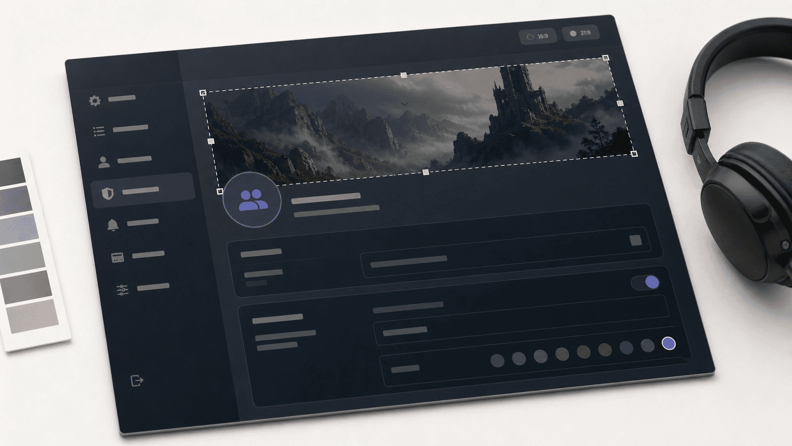 Banner crop mockup with a top safe-zone overlay