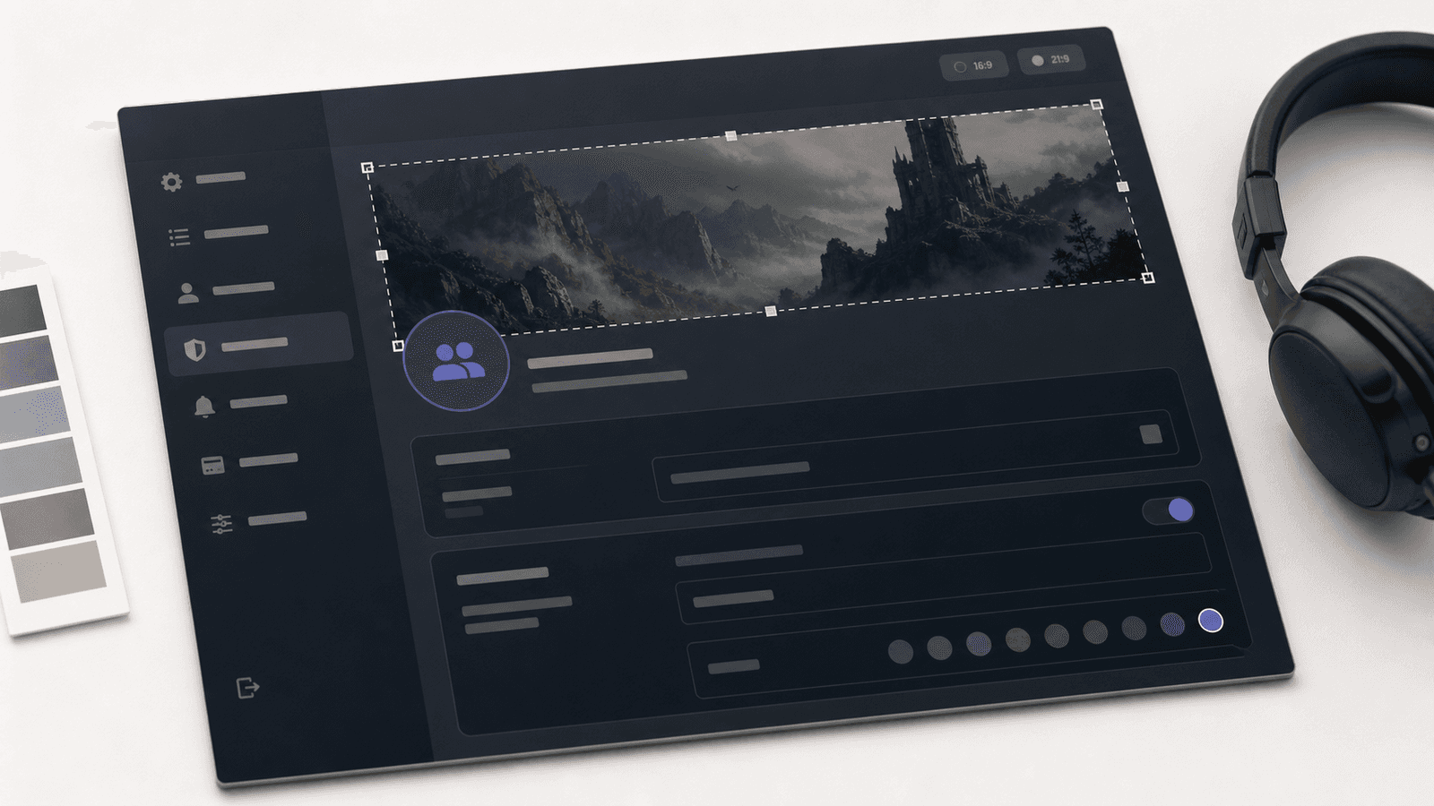 Banner crop mockup with a top safe-zone overlay