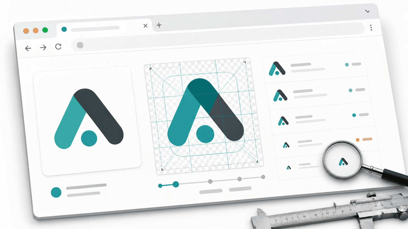 Favicon generator mockup with magnified crisp 16 px tab icon