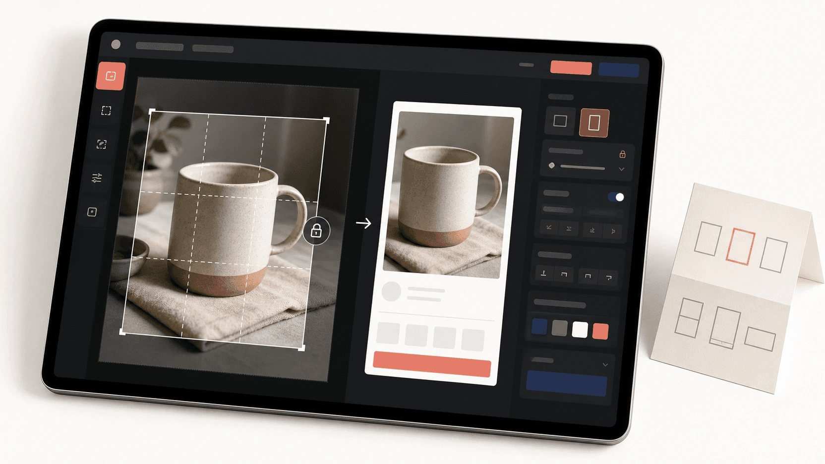 Exact-pixel resize panel beside a 4:5 photo preview