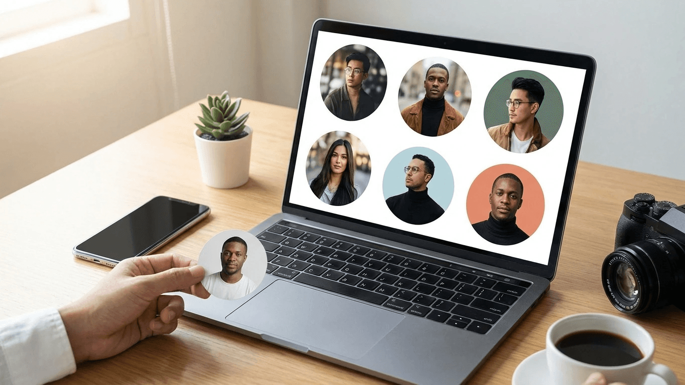 Profile header mockup with centered banner safe-zone guides