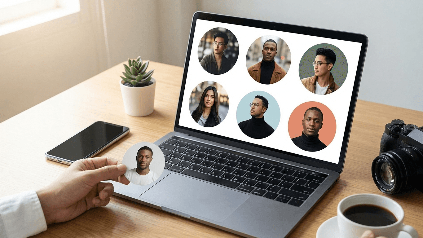 Profile header mockup with centered banner safe-zone guides