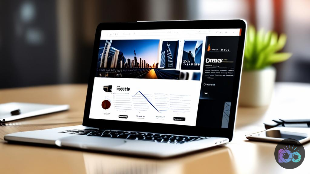Smartphone screen displaying a perfectly optimized image on a social media feed next to an open laptop showing a website with