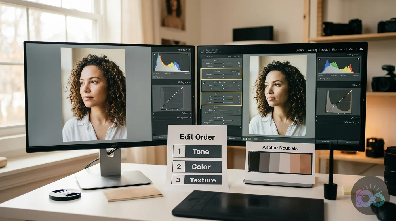 Step-by-step workflow demonstrating What editing steps should I keep the same every time to buil
